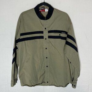 Vintage Mo Betta Tan W Black Western Casual Long Sleeve Button Up Shirt 17.5 Nk